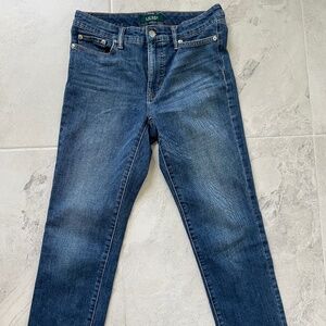 LAUREN RALPH LAUREN JEANS Pants Mid-Rise Cotton & 1% Elastane Med-Dark Wash sz6